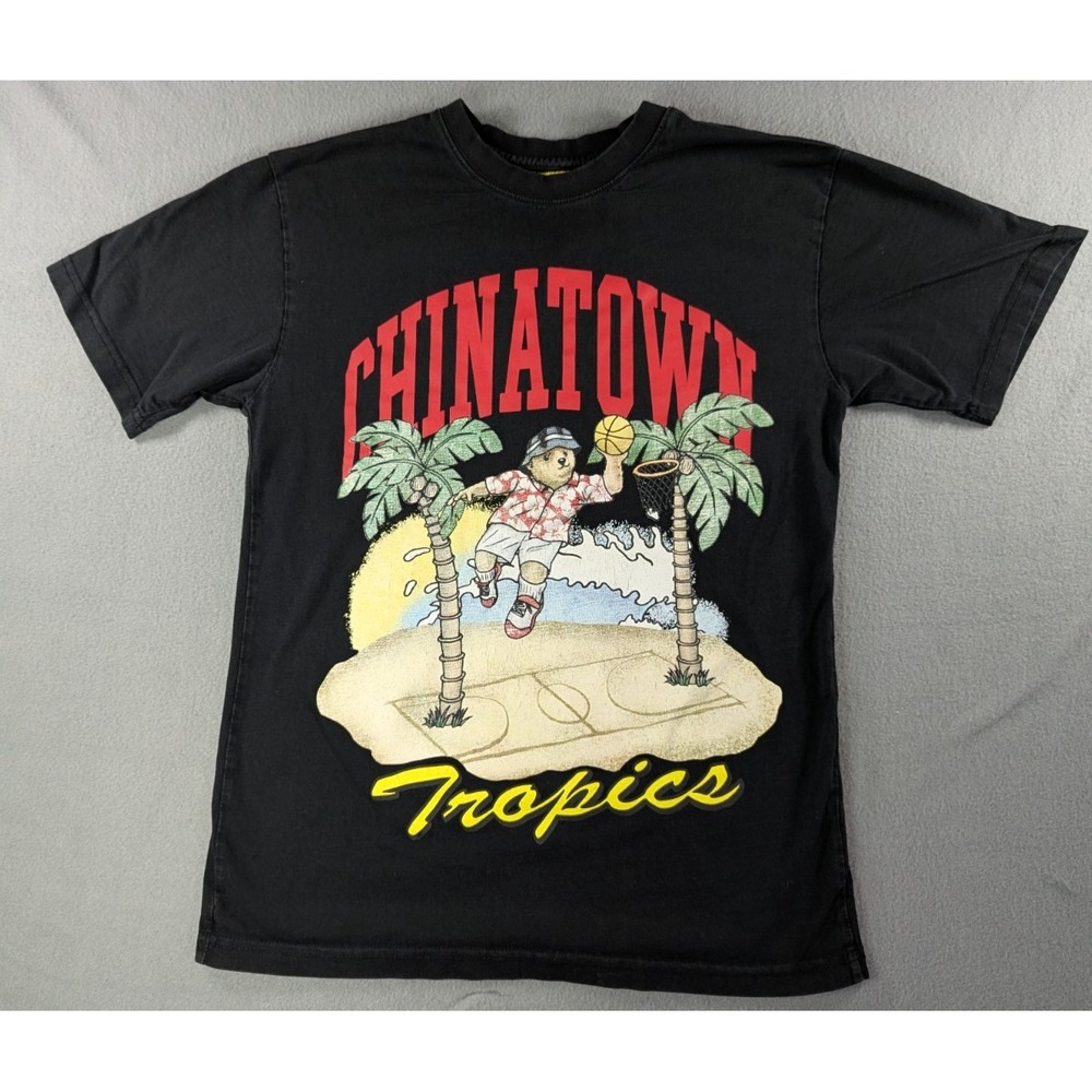 Chinatown Market Mens Tropics Basketball Bear‎ Graphic T-Shirt Medium Black